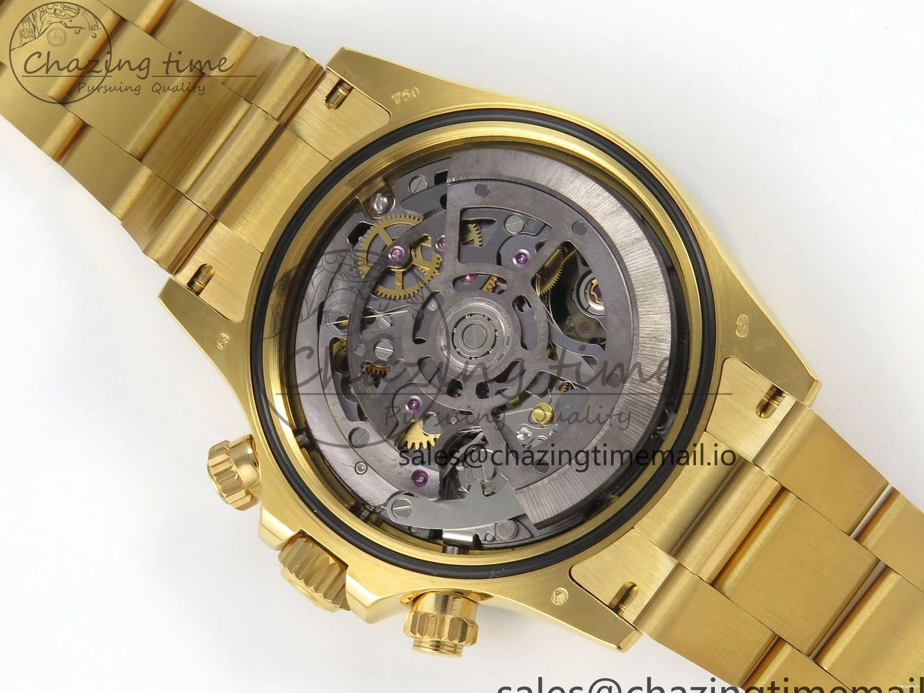 Bezel YG Crystals MPF SA4801 Skeleton Bracelet Custom 40mm Modded Green Dial Daytona on 0427